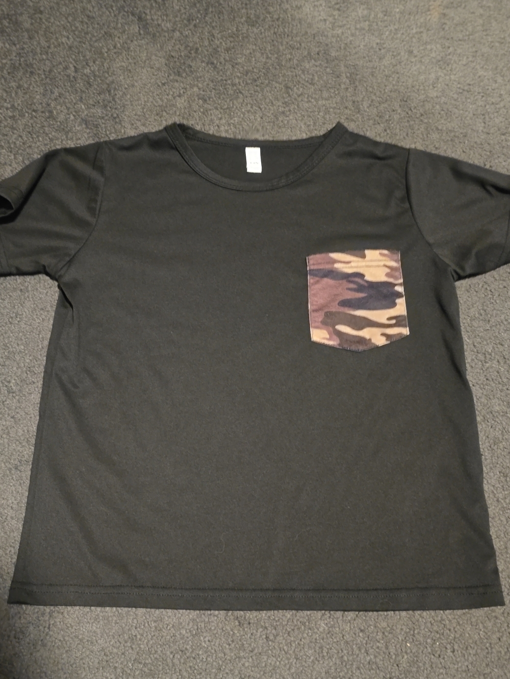 Free With Bundle Kids Black Short-Sleeve Tee with Camo Pocket